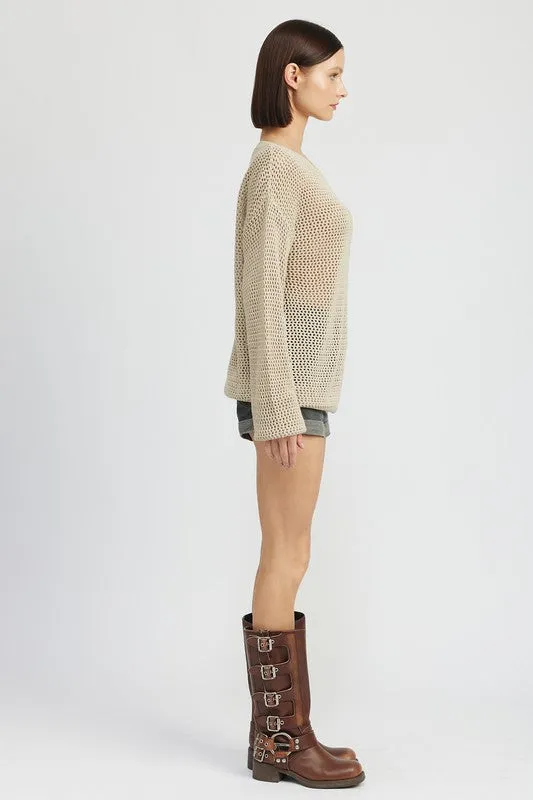 Emory Park CROCHET LONG SLEEVE TOP