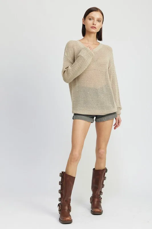 Emory Park CROCHET LONG SLEEVE TOP