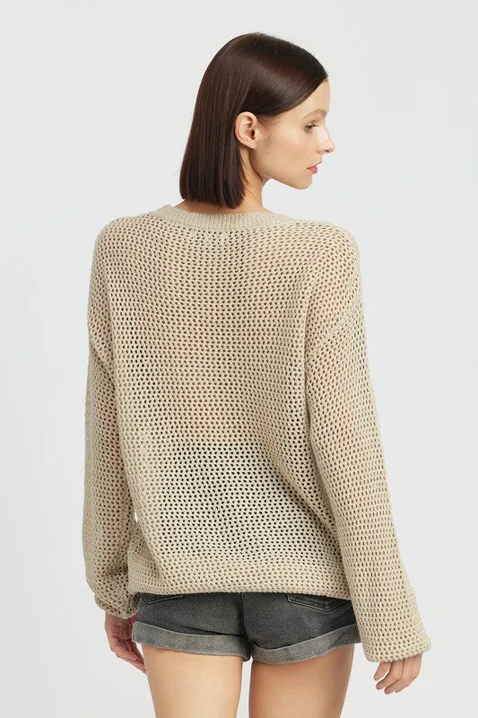 Emory Park CROCHET LONG SLEEVE TOP