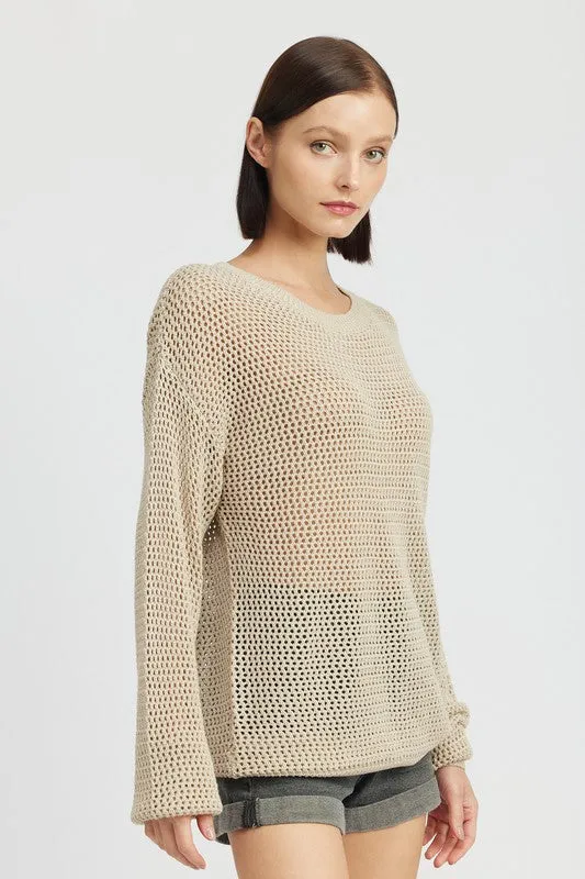 Emory Park CROCHET LONG SLEEVE TOP