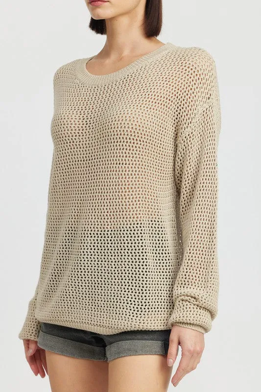 Emory Park CROCHET LONG SLEEVE TOP