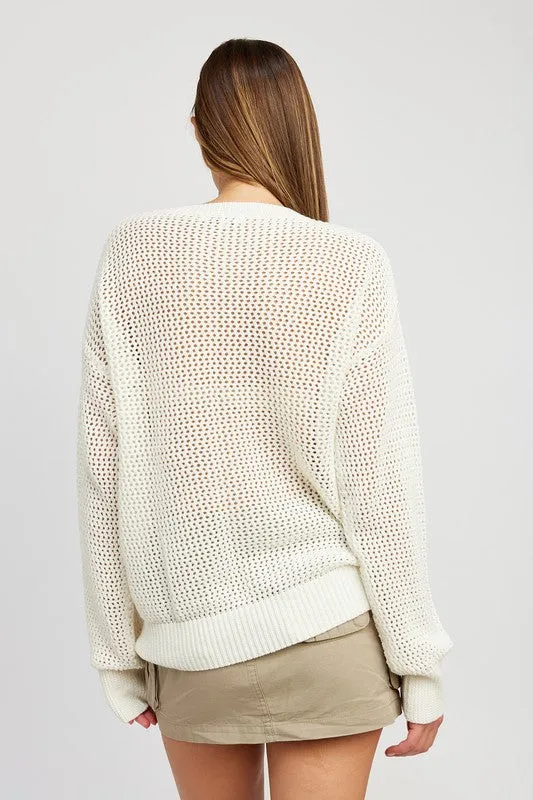 Emory Park CROCHET LONG SLEEVE TOP
