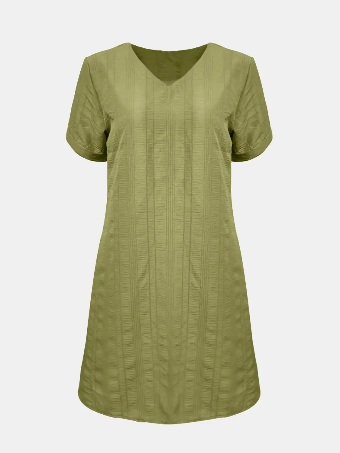 Fashion Women Dress Full Size V-Neck Short Sleeve Mini Dress