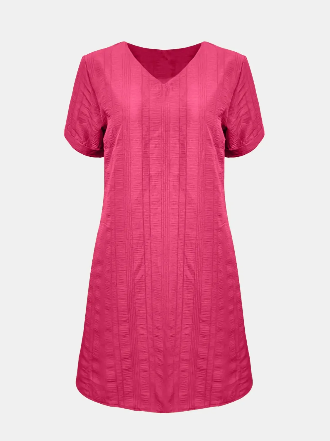 Fashion Women Dress Full Size V-Neck Short Sleeve Mini Dress