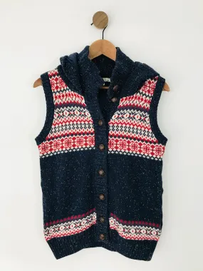 Fat Face Women's Knit Button-Up Gilet Jacket | UK10 | Blue