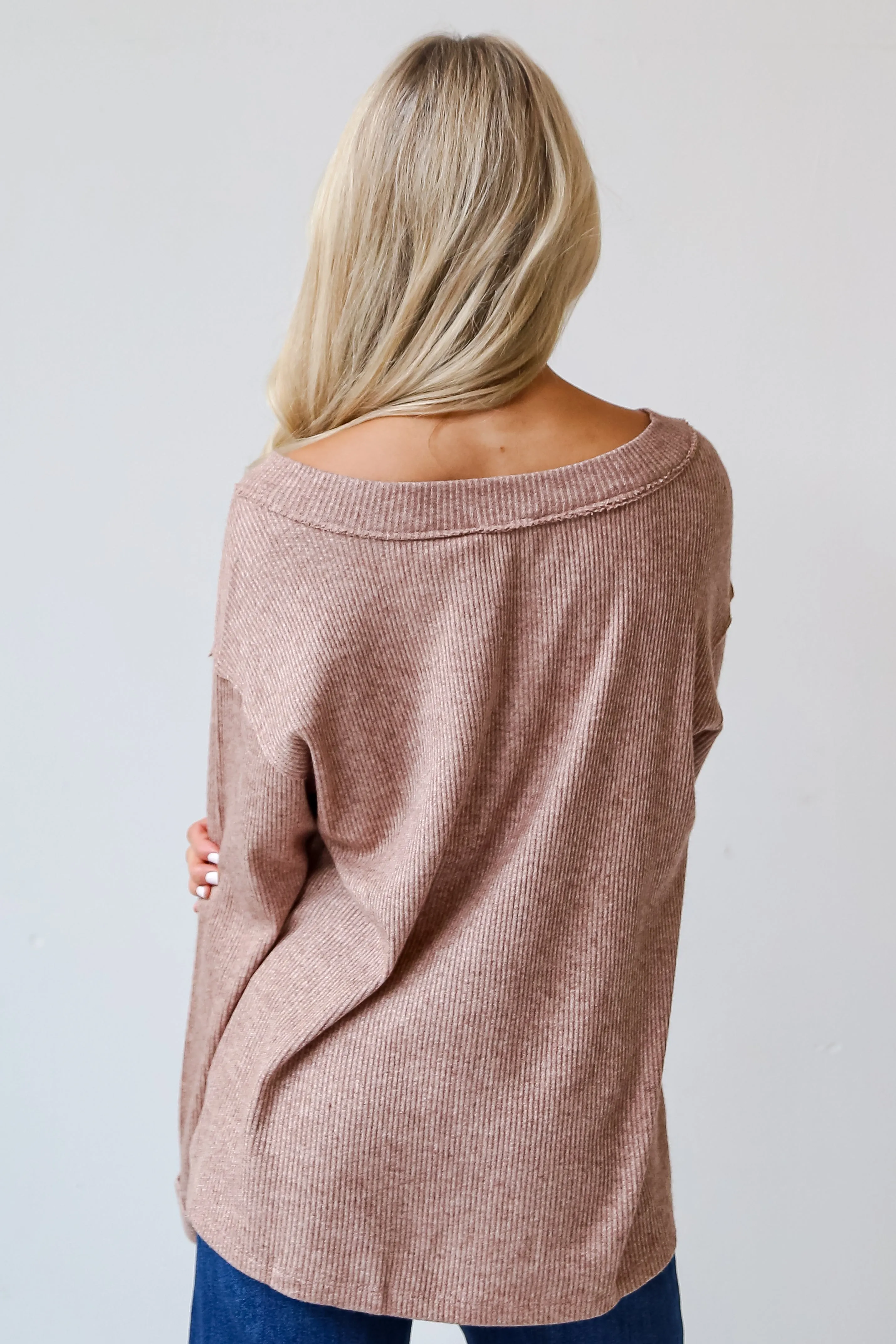 FINAL SALE - Cuddly Classic Taupe Brushed Ribbed Knit Top - DOORBUSTER