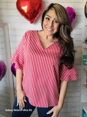 Flirt Red Stipe Top