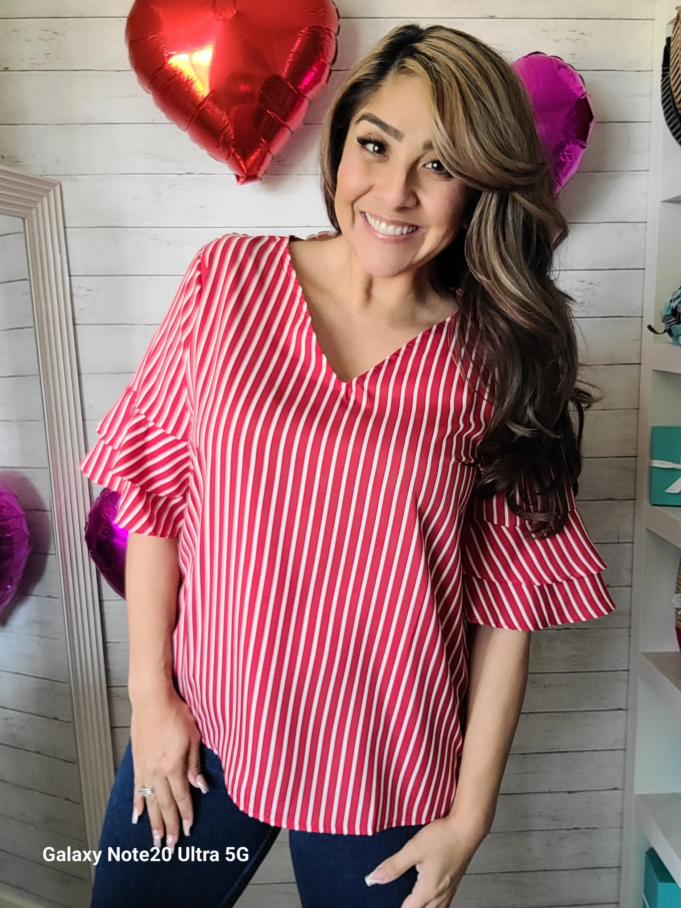 Flirt Red Stipe Top