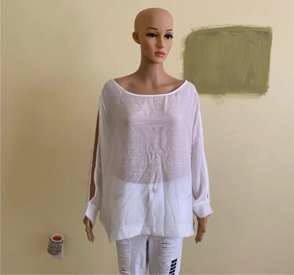 GAUZE SLIT-SLEEVE DOLMAN TOP