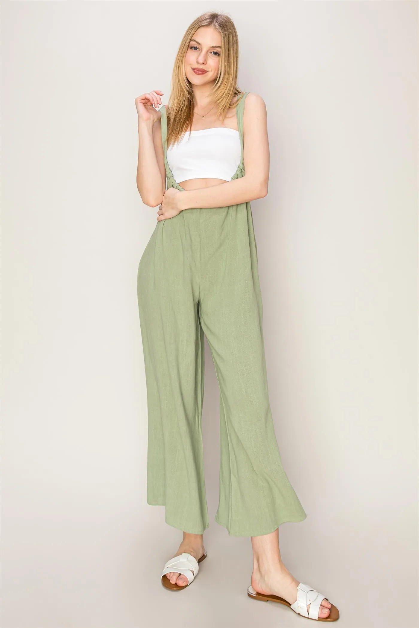 HF24E137-Linen Blended Overall Jumpsuit