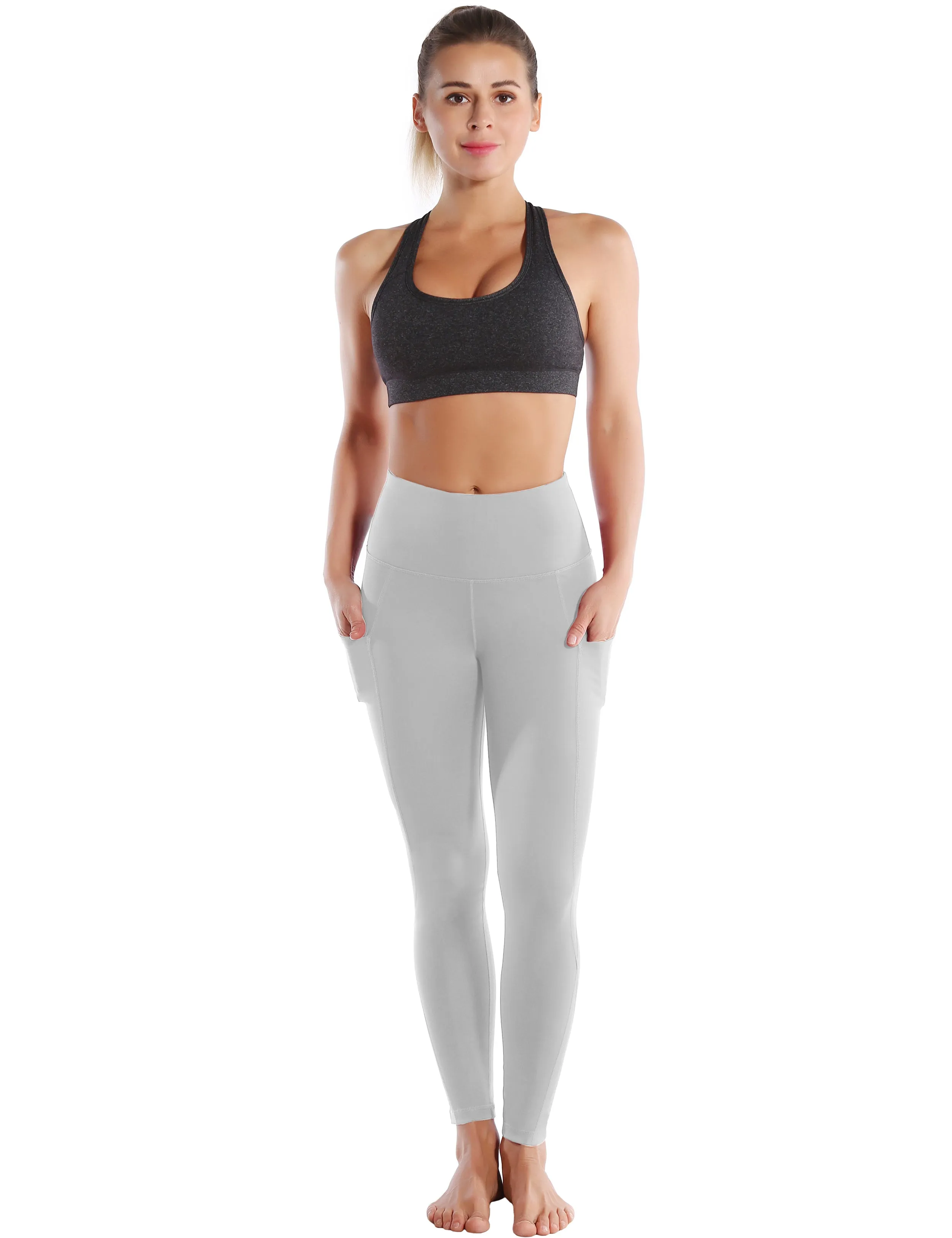 High Waist Side Pockets Golf Pants lightgray_Golf