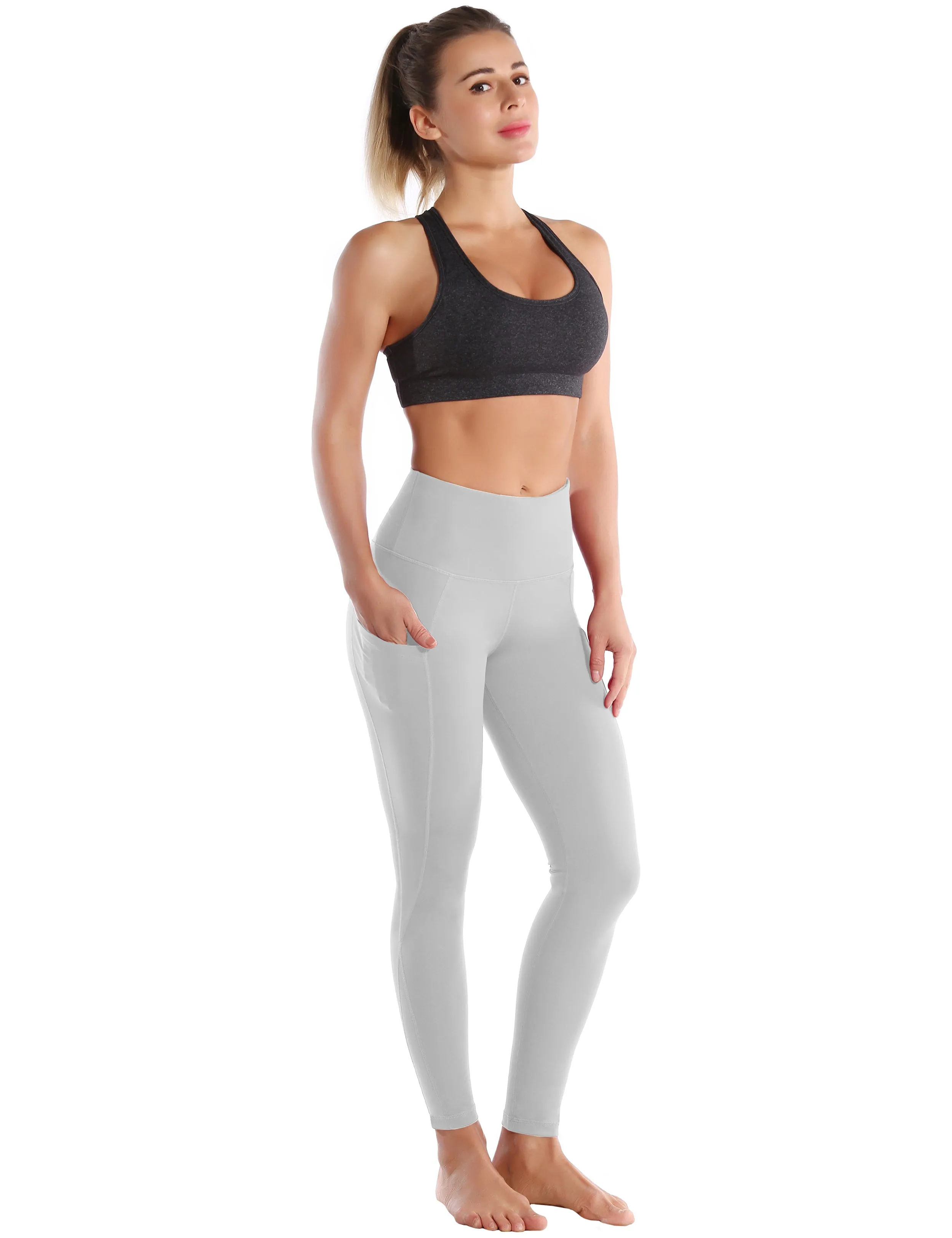 High Waist Side Pockets Golf Pants lightgray_Golf