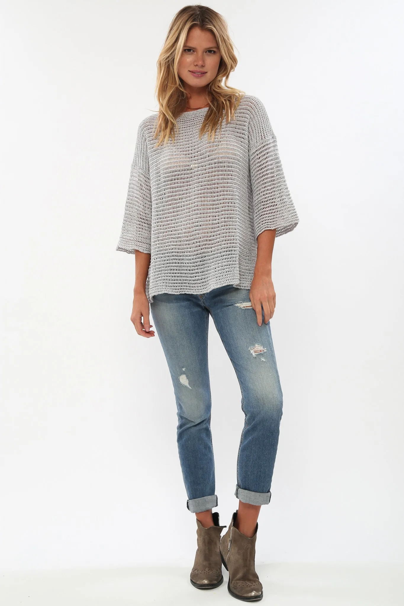Jagger Semi-Sheer Pullover in Pale Smoke