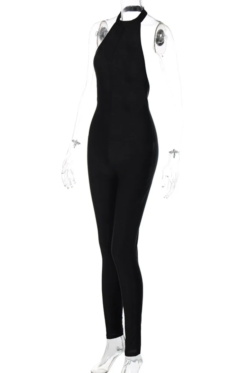 JC956 Solid Backless Jumpsuit