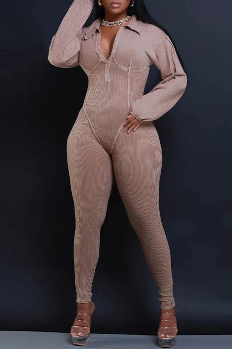 JH0504 V neck Fitted Jumpsuits