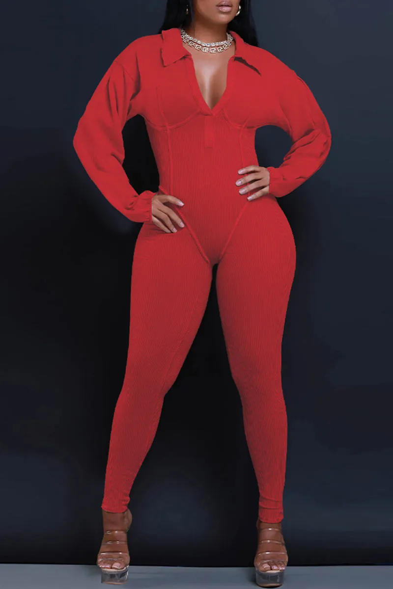 JH0504 V neck Fitted Jumpsuits