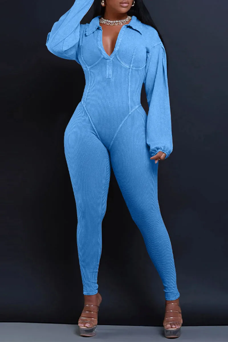 JH0504 V neck Fitted Jumpsuits