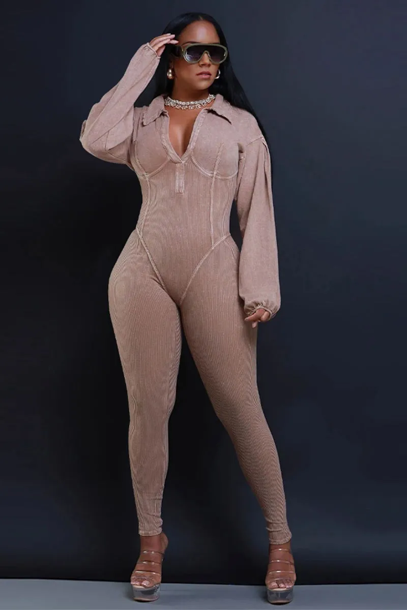 JH0504 V neck Fitted Jumpsuits