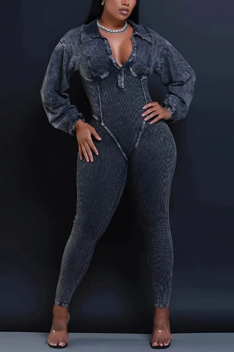 JH0504 V neck Fitted Jumpsuits