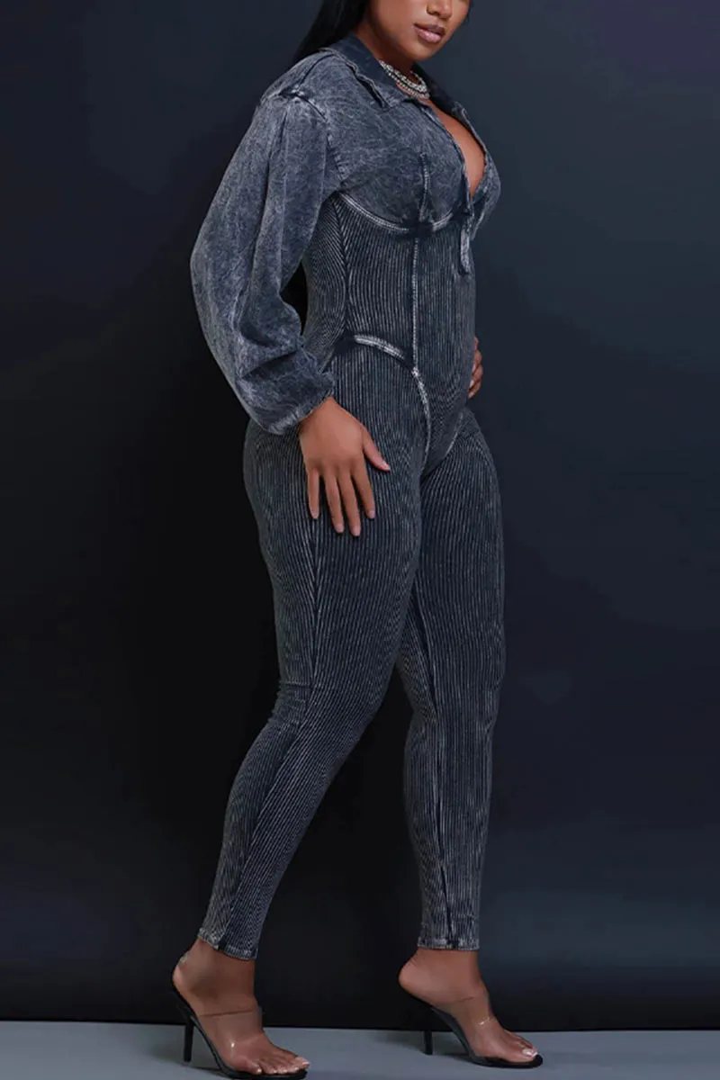 JH0504 V neck Fitted Jumpsuits