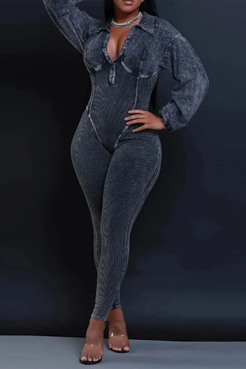 JH0504 V neck Fitted Jumpsuits