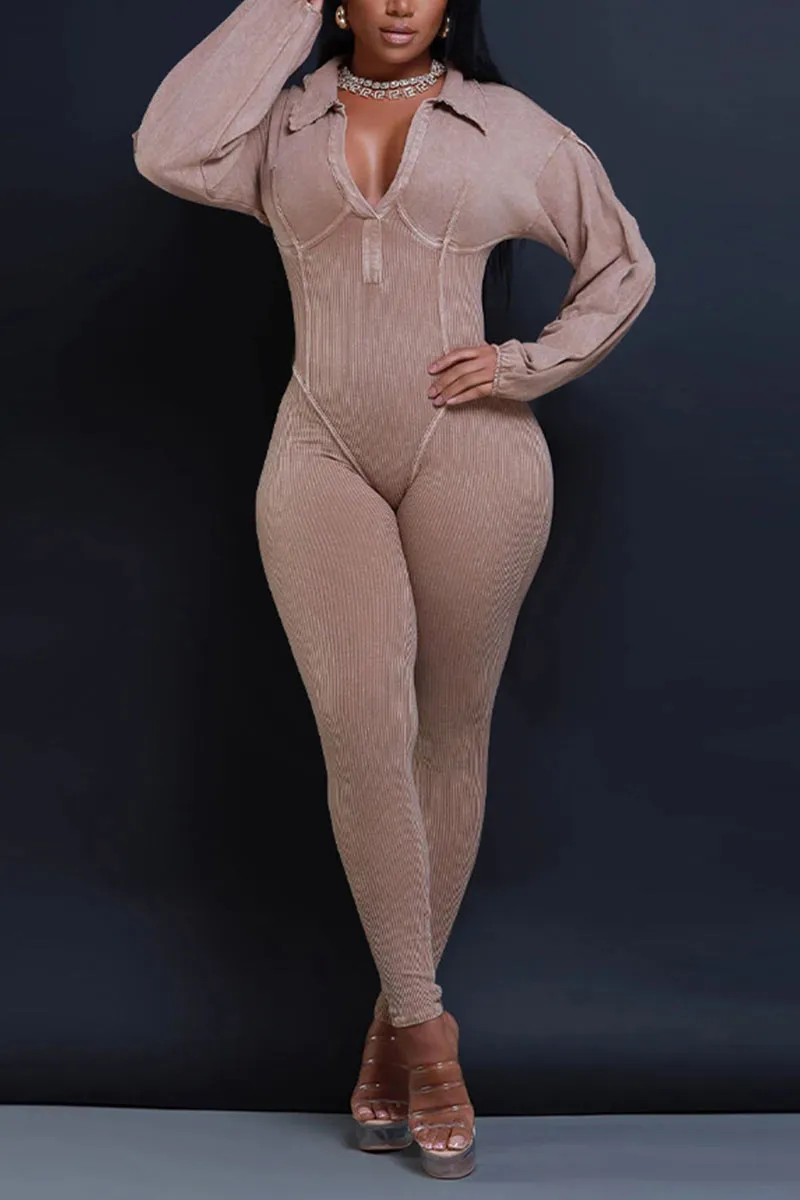 JH0504 V neck Fitted Jumpsuits