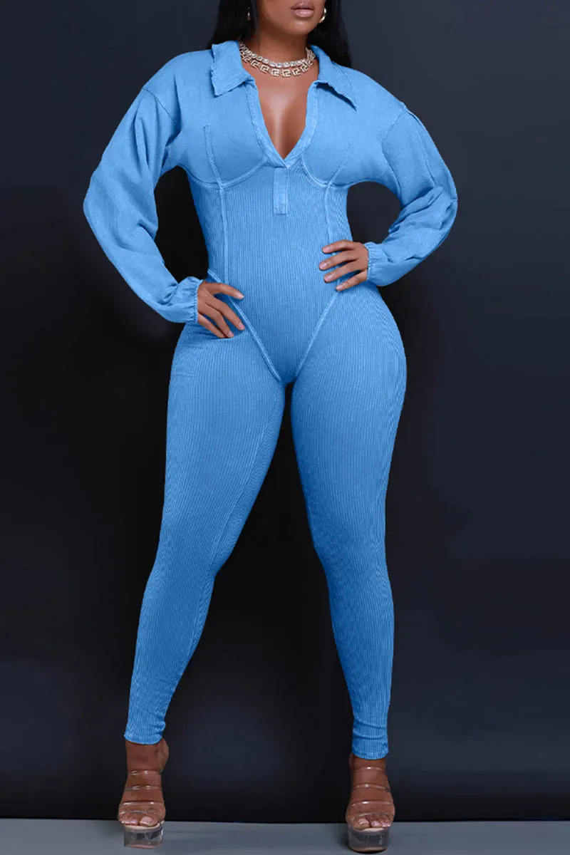 JH0504 V neck Fitted Jumpsuits