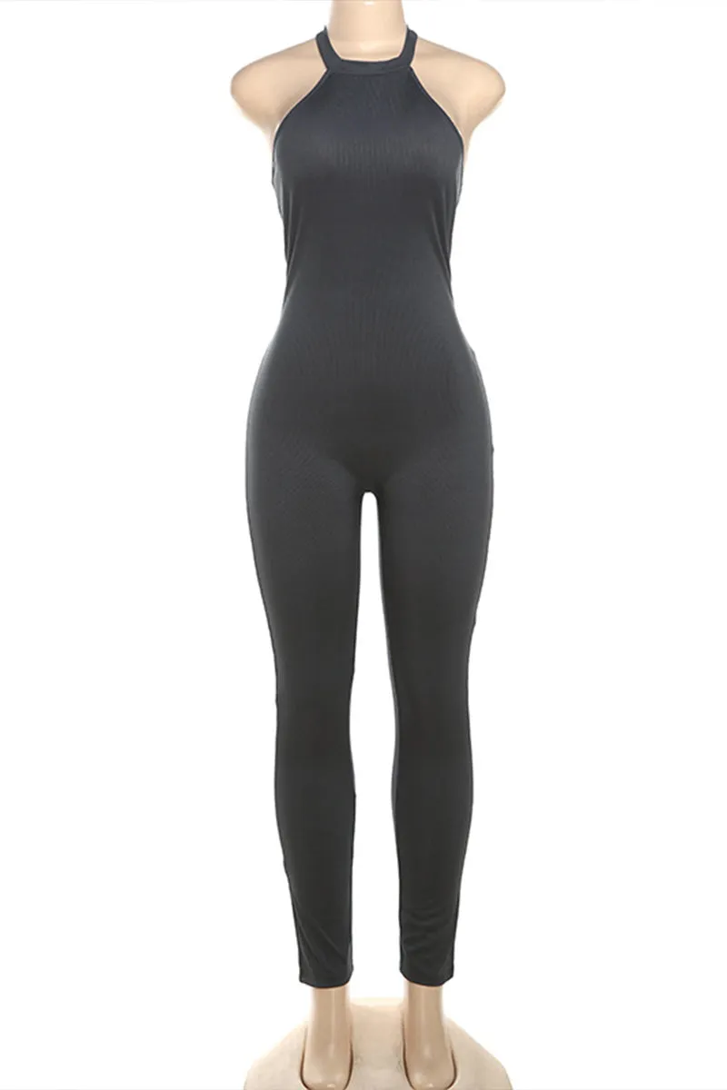 JN0224 Halter Bodycon Jumpsuits