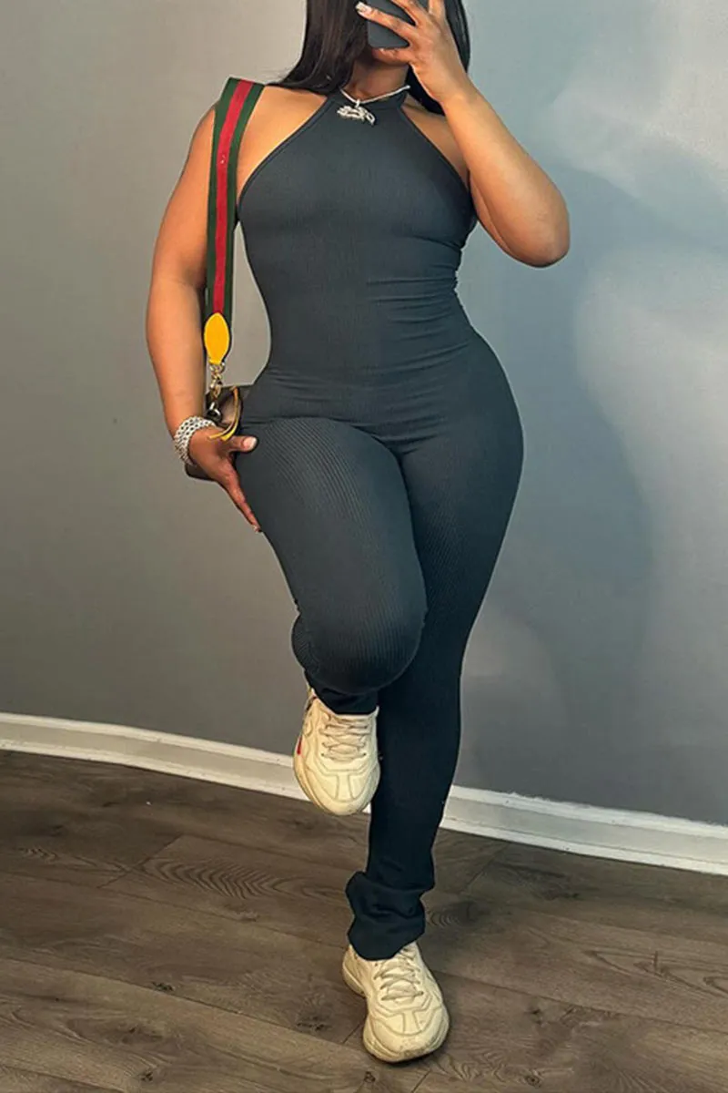 JN0224 Halter Bodycon Jumpsuits