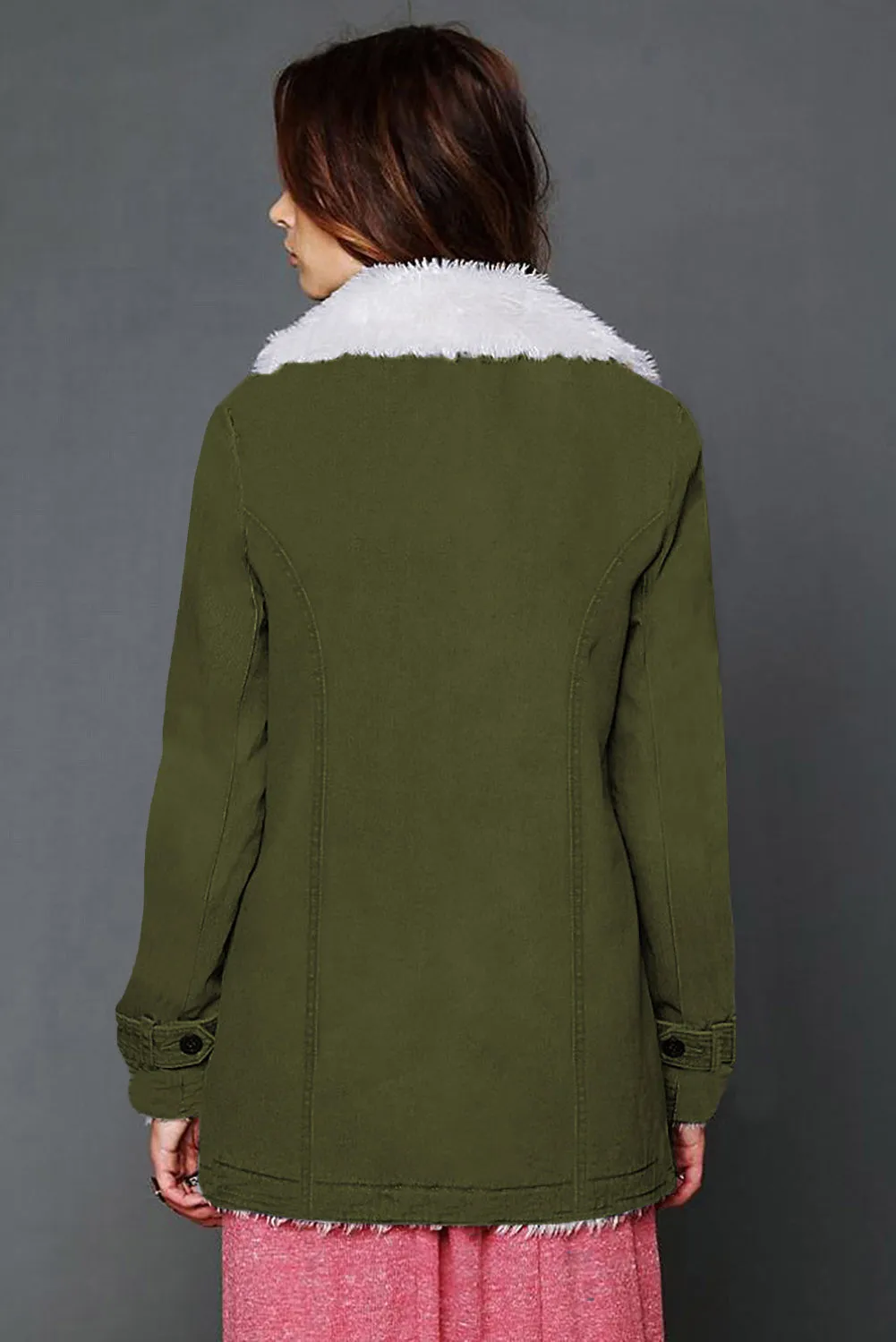 Lapel Collar Button Fleece Jacket