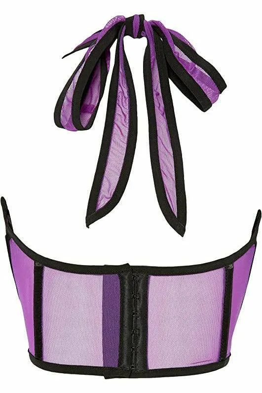 Lavish Neon Purple Mesh Underwire Cincher w/Built In Halter Top