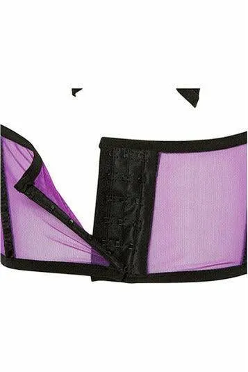 Lavish Neon Purple Mesh Underwire Cincher w/Built In Halter Top