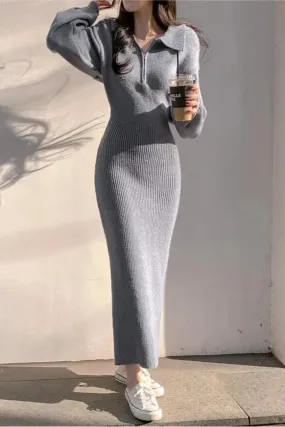 Long Sleeve Knitted Sweater Dresses