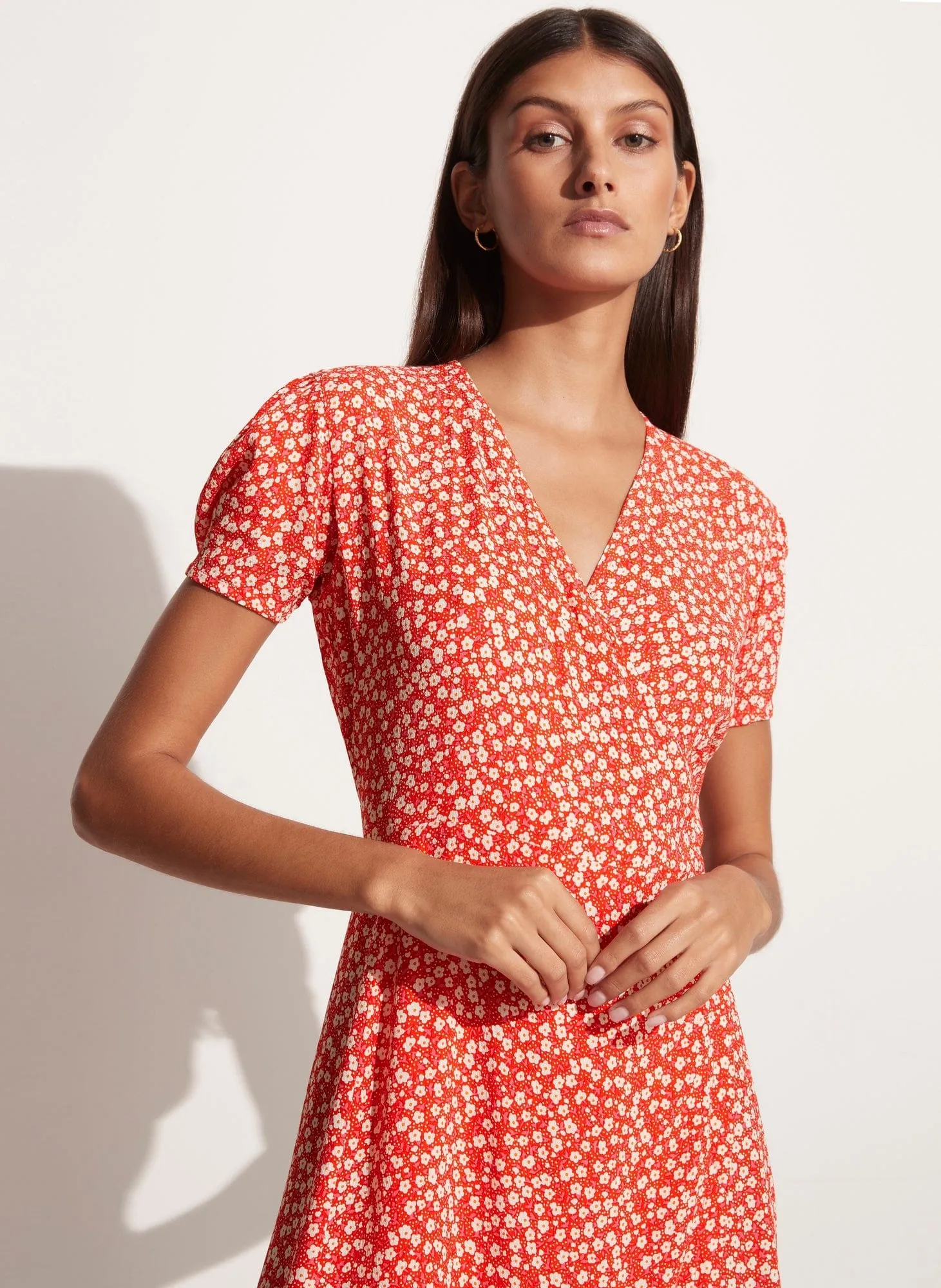 Louella Mini Wrap Dress - Careyes Floral - Cherry