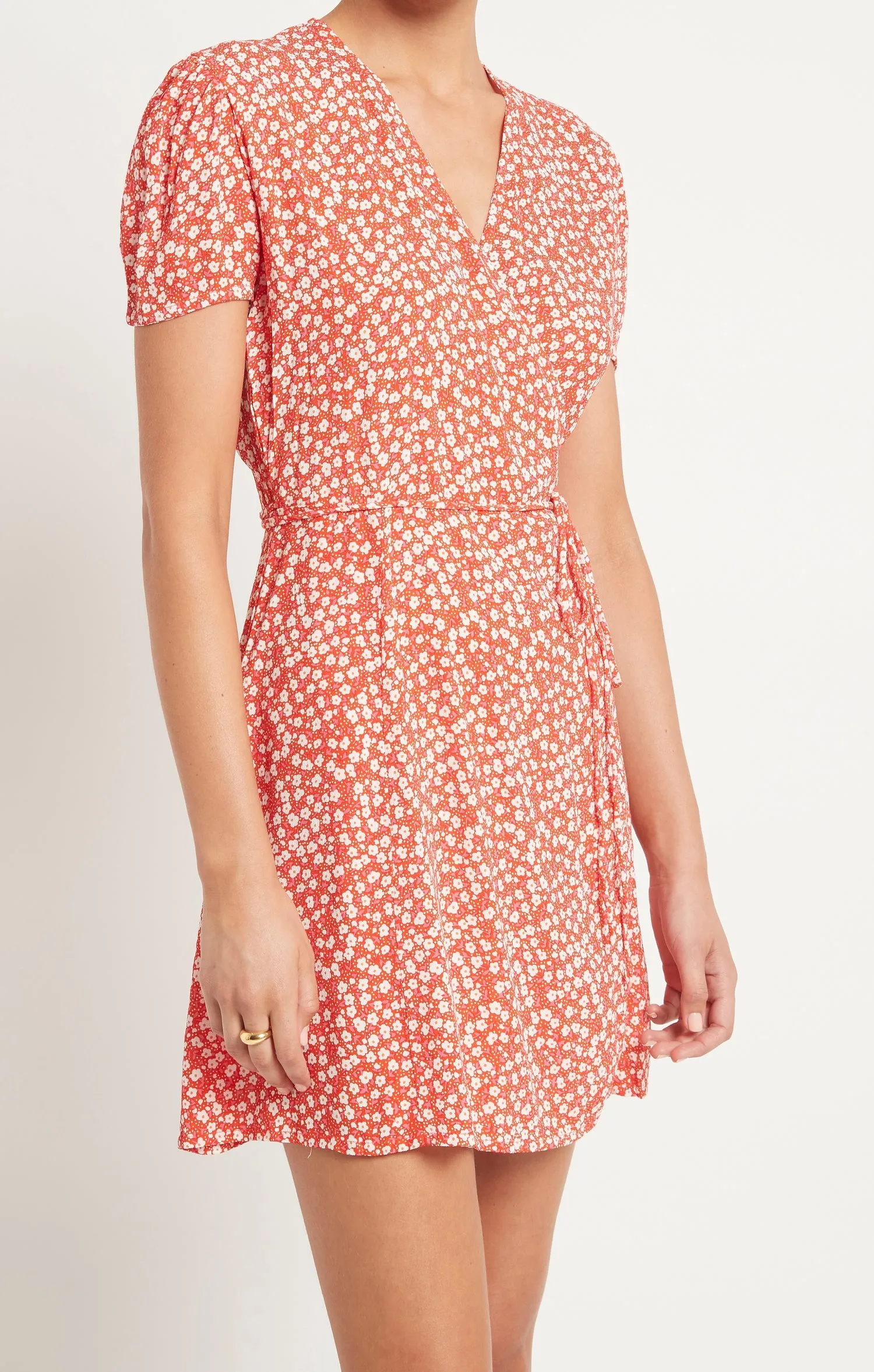 Louella Mini Wrap Dress - Careyes Floral - Cherry