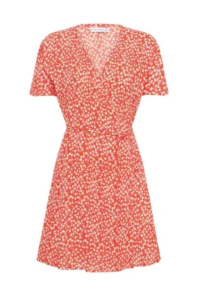Louella Mini Wrap Dress - Careyes Floral - Cherry