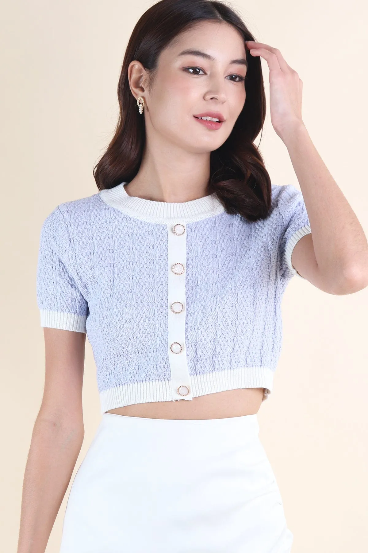 MEA KNIT TOP IN PERIWINKLE