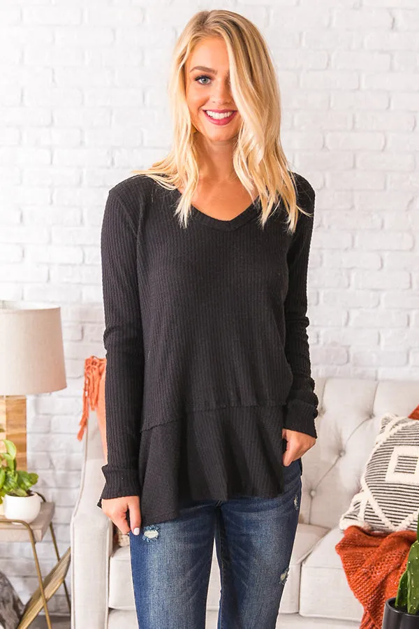 Merlot At The Lodge Knit Top in Black