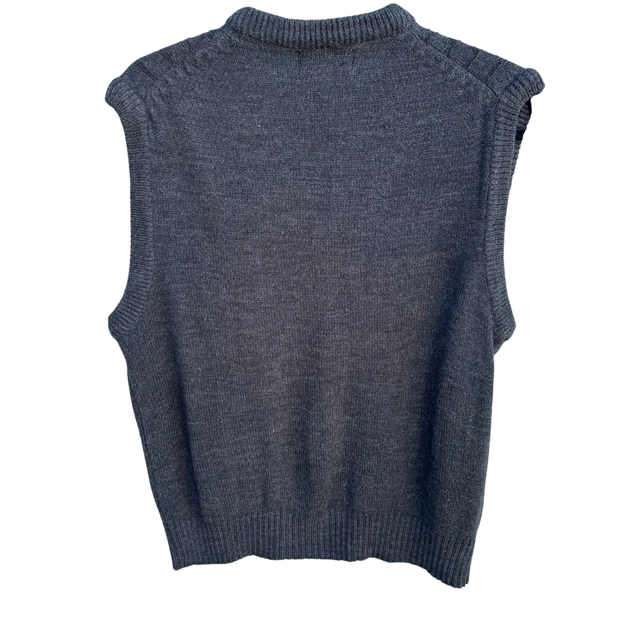 Mervyns Mens Collection Vintage Gray Cable Knit Sleeveless V Neck Grandpa Vest L