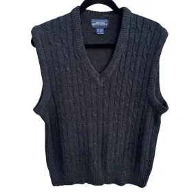 Mervyns Mens Collection Vintage Gray Cable Knit Sleeveless V Neck Grandpa Vest L