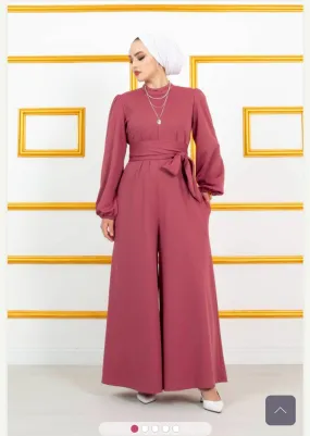 Moda Pery Turkish Women's Scuba Jumpsuit - 10765 Pink