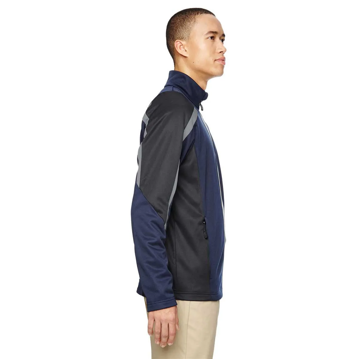 North End Men's Classic Navy Strike Colorblock Fleece Jacket
