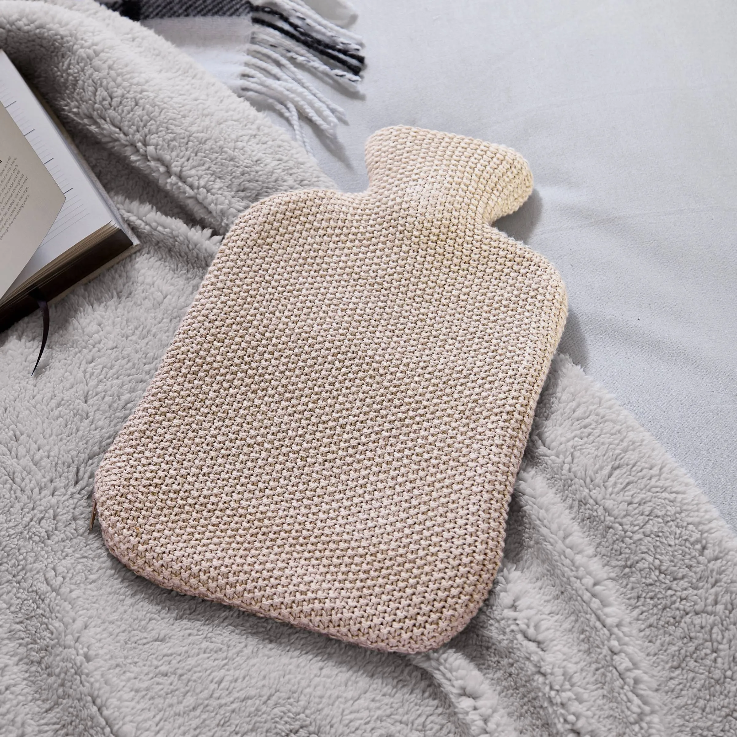 Ombre Knit Hot Water Bottle & Cover, Linen