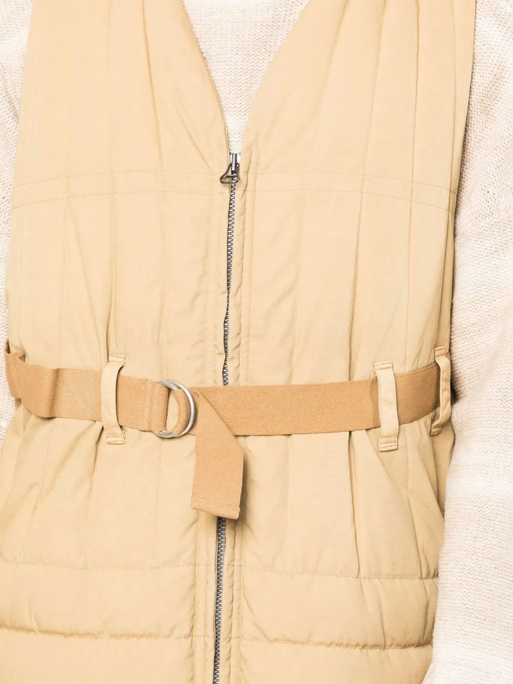 Padded Belted V-Neck Gilet