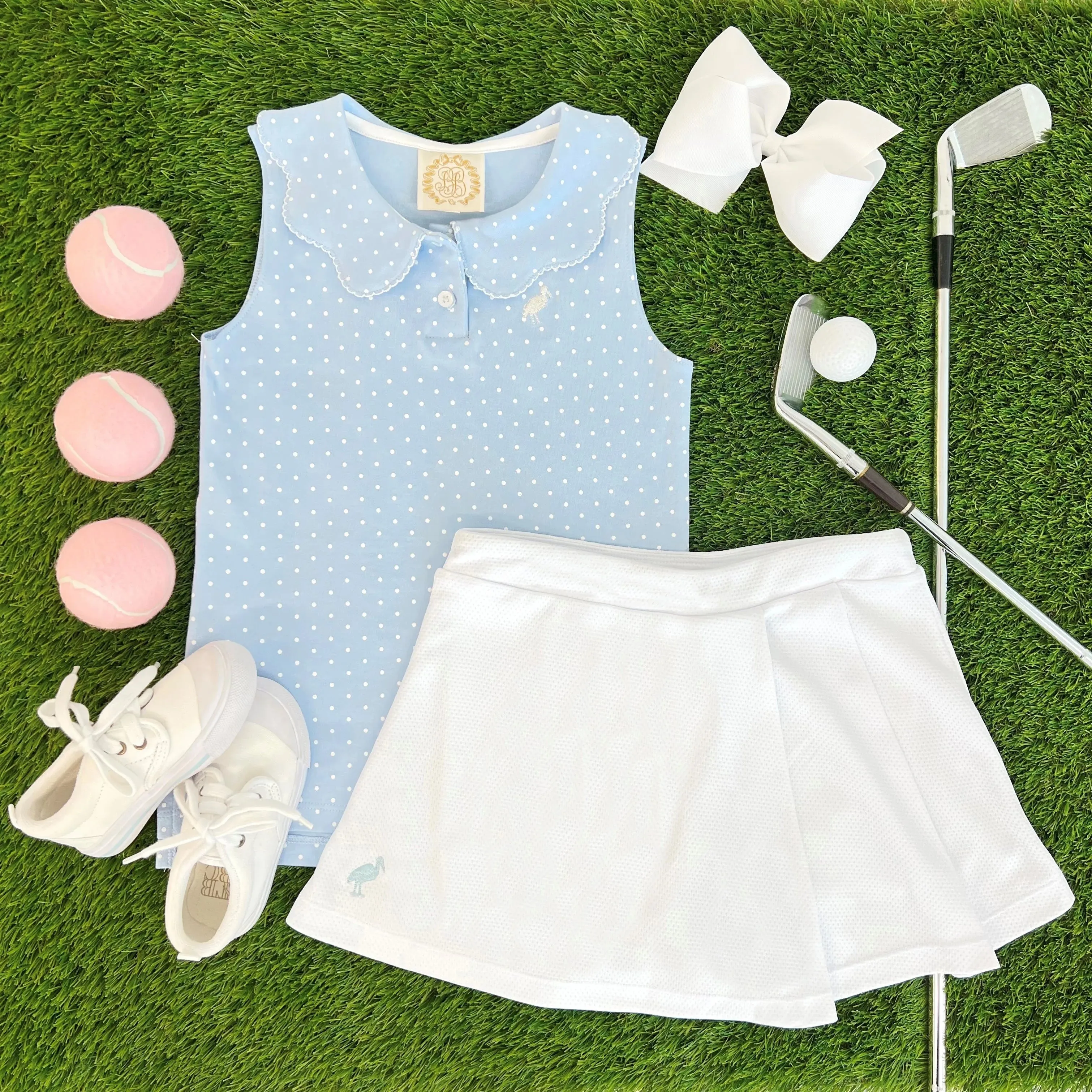 Paige's Playful Polo & Onesie - Beale Street Blue