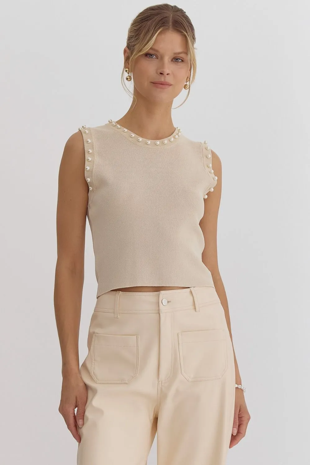 Pearl Sleeveless Cropped Tank