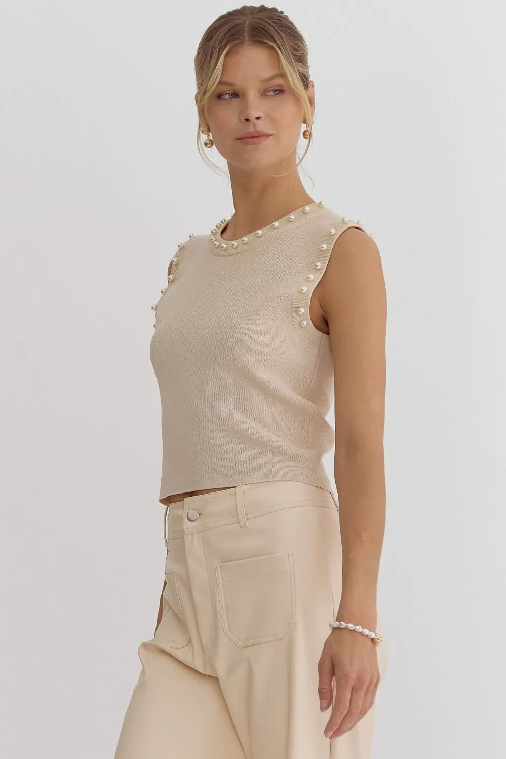 Pearl Sleeveless Cropped Tank
