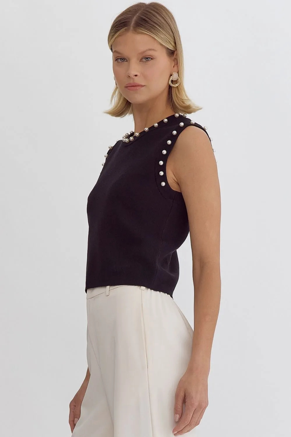 Pearl Sleeveless Cropped Tank