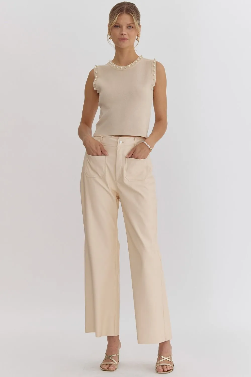 Pearl Sleeveless Cropped Tank