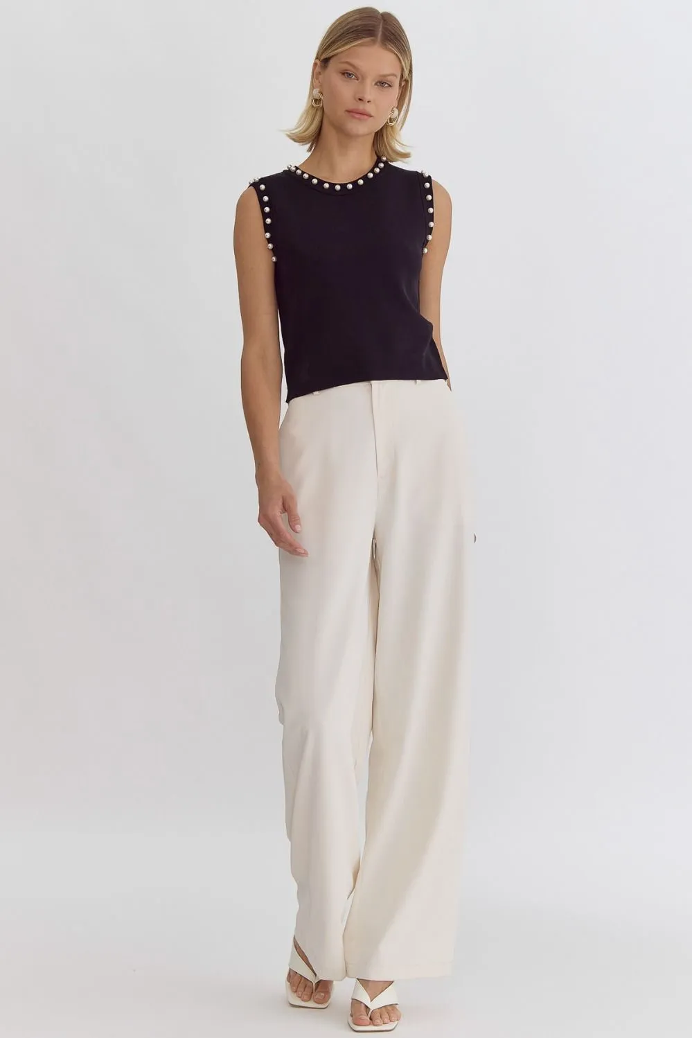 Pearl Sleeveless Cropped Tank